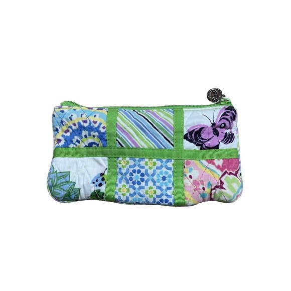 Vintage Vera Bradley Zippered  Makeup Bag Metal VB Logo Pull Tag Multi Fabric - Picture 1 of 6